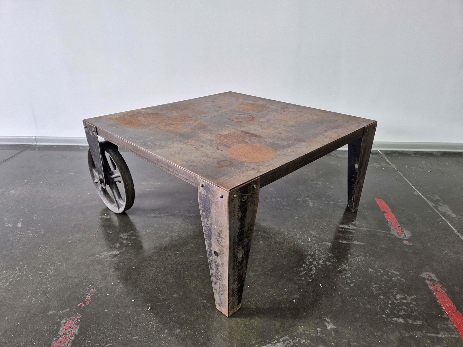 Brutalist Industrial Steel Coffee Table Trolley photo furniture