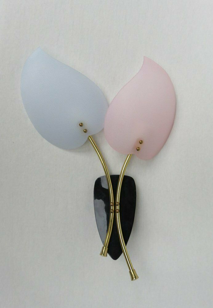 Floral Wall Lights In Acrylic Glass & Brass From Geru Lights, 1950s, Set Of 2 photo for sale
