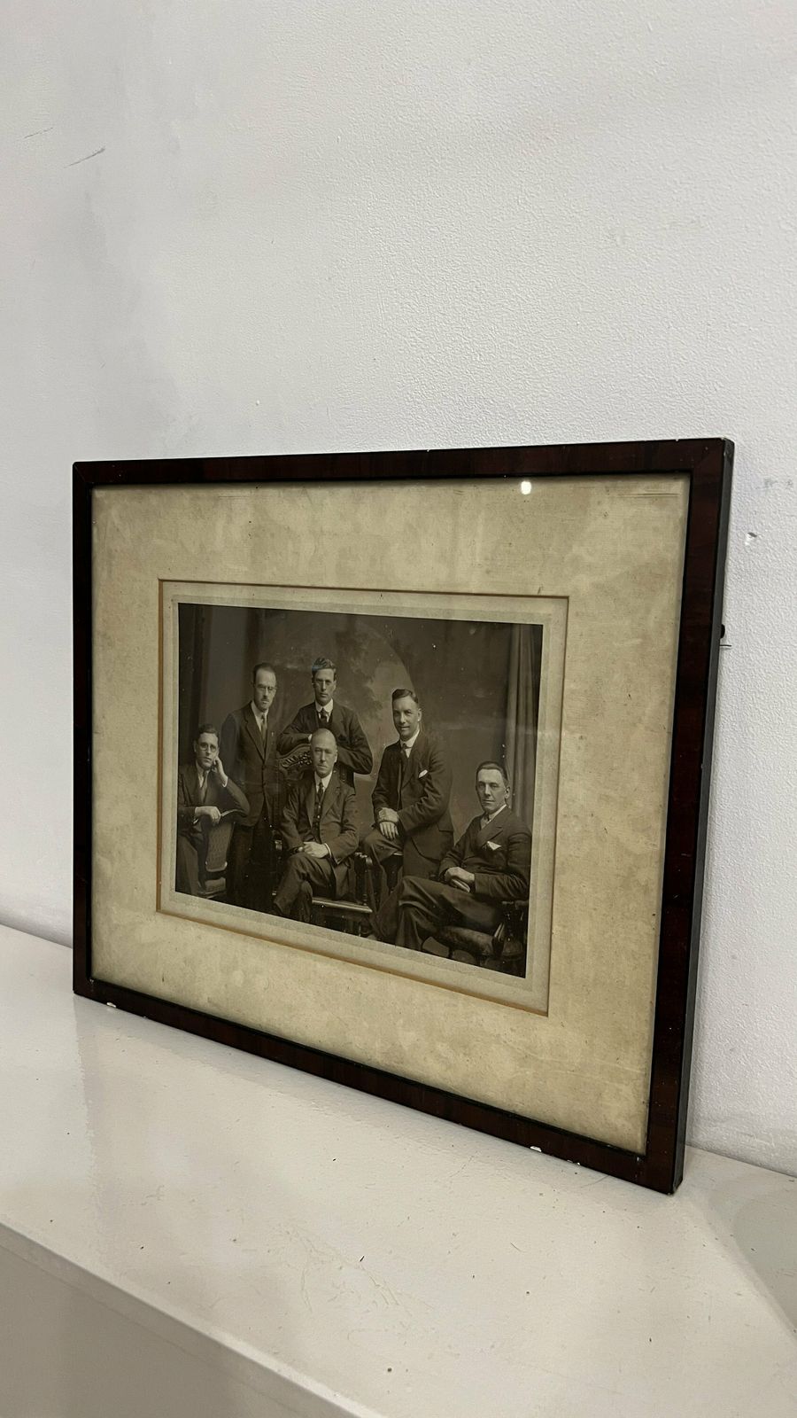 Antique Framed Photograph Of A Group Of Gentlemen photo vintage