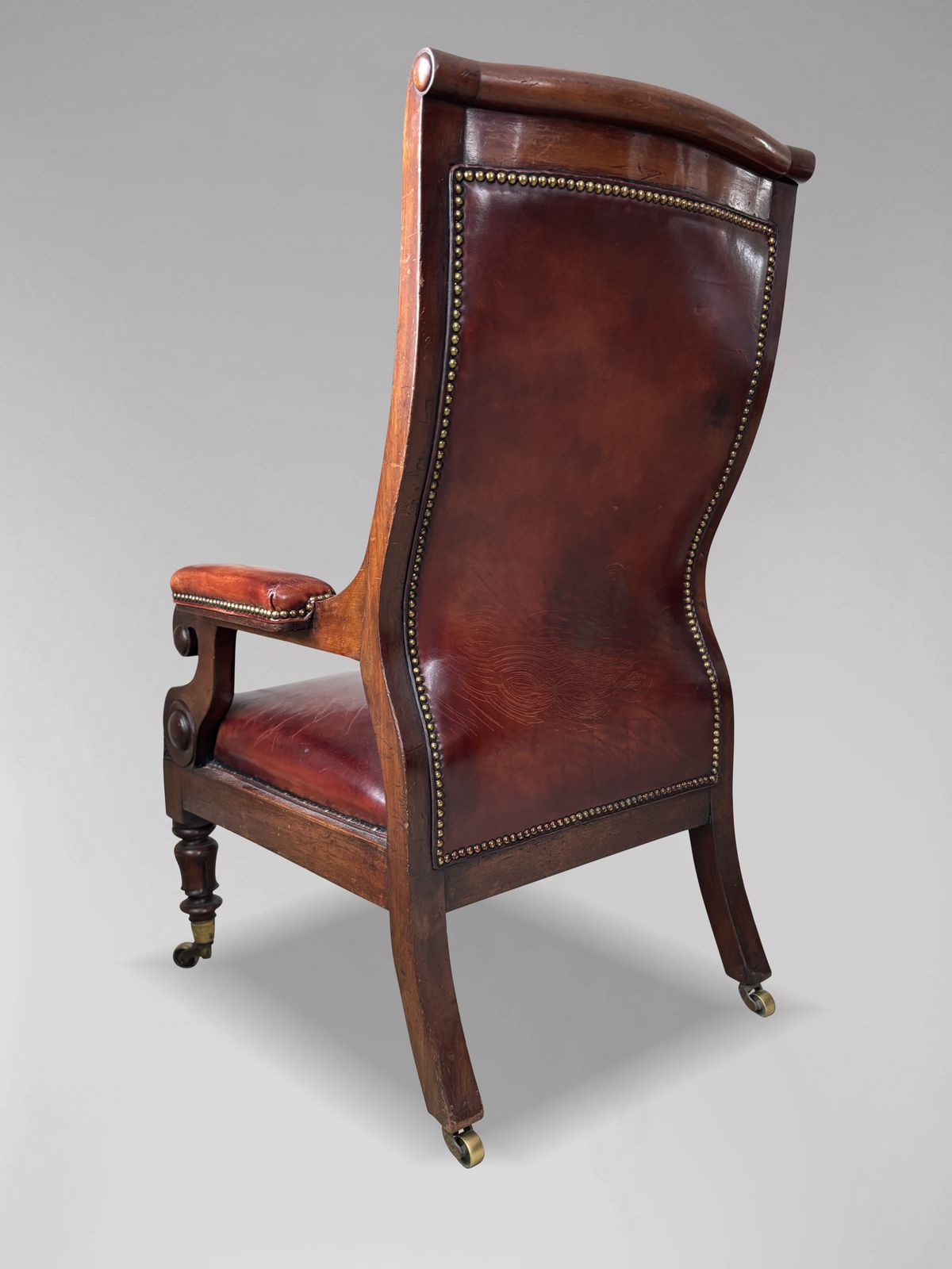19th Century William IV Period Mahogany & Leather Library Armchair photo 4600.0