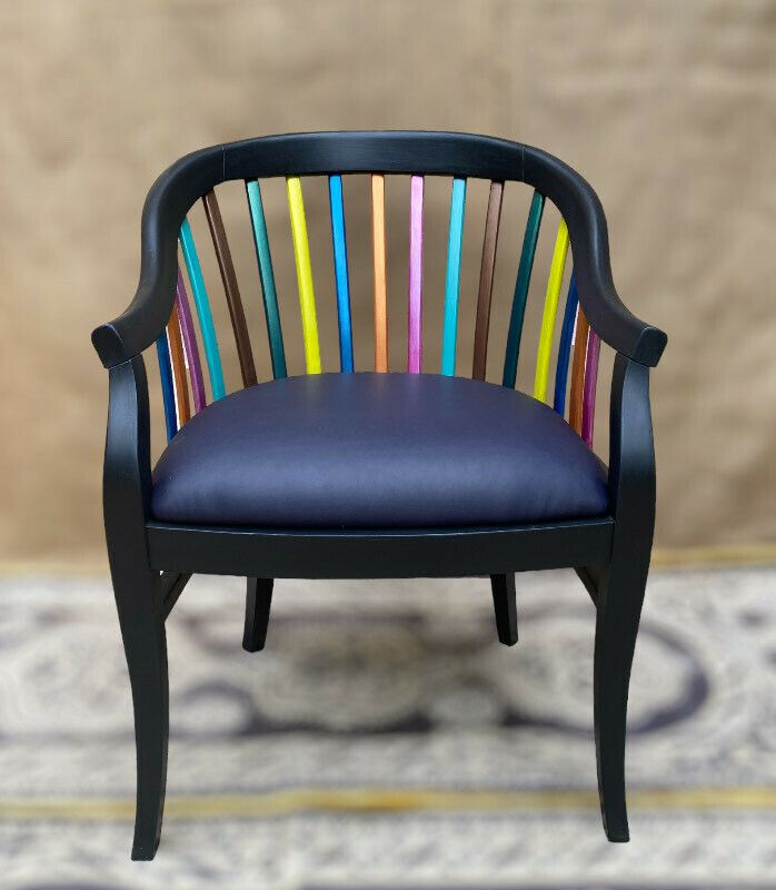 Hand Pianted Aubergine Upholstered Maximalist Carnival Chair photo furniture
