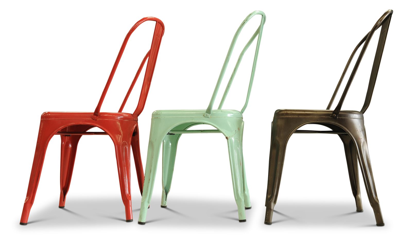 Set Of Three Tolix Design   Painted Metal Stacking Chair   Ideal For Gardens, Restaurants, Cafes, Bars Ol photo 595.0