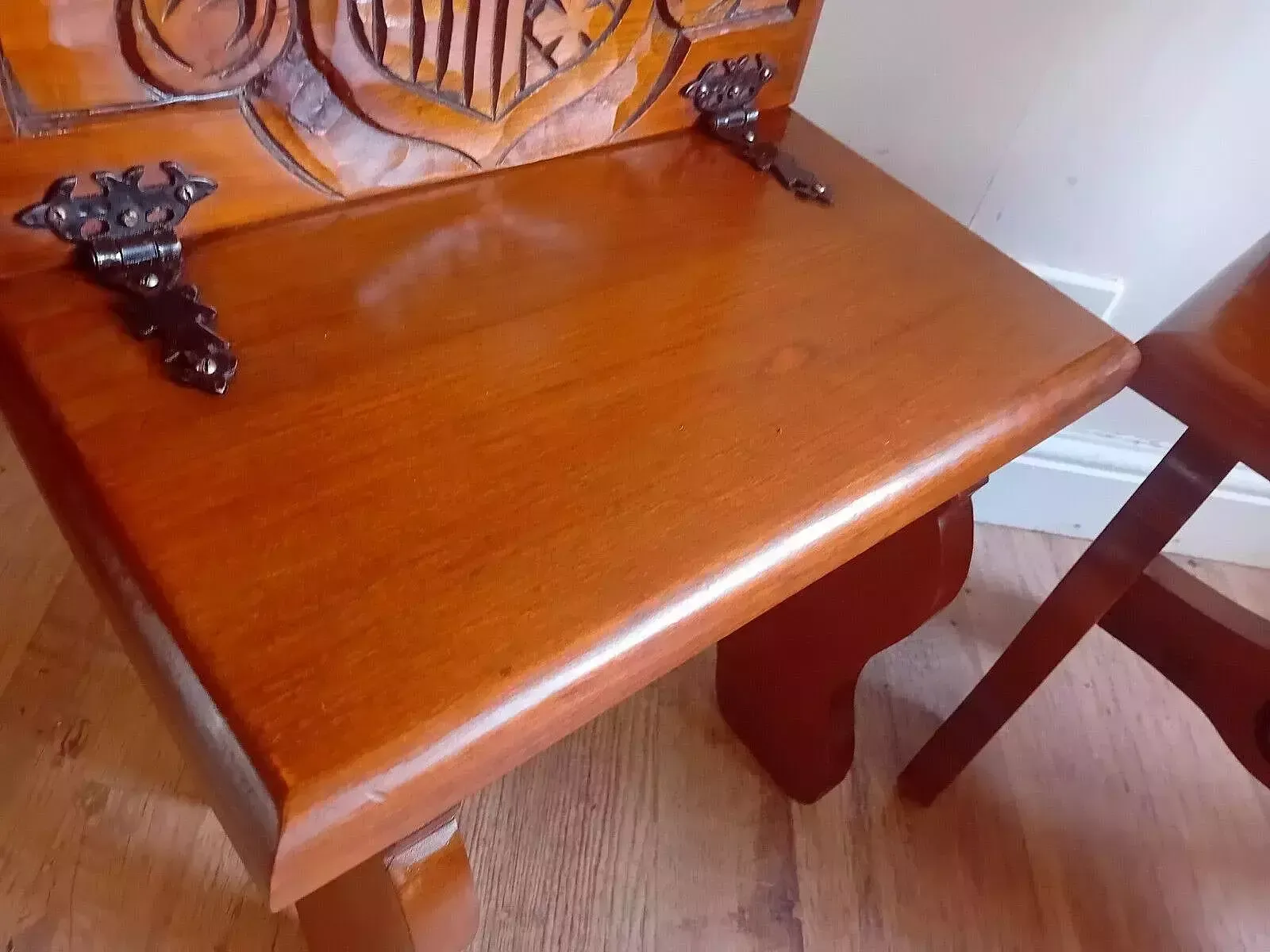Super Pair Of Mid Century French/Spanish Carved Oak Metamorphic Seats/Tables photo vinterior