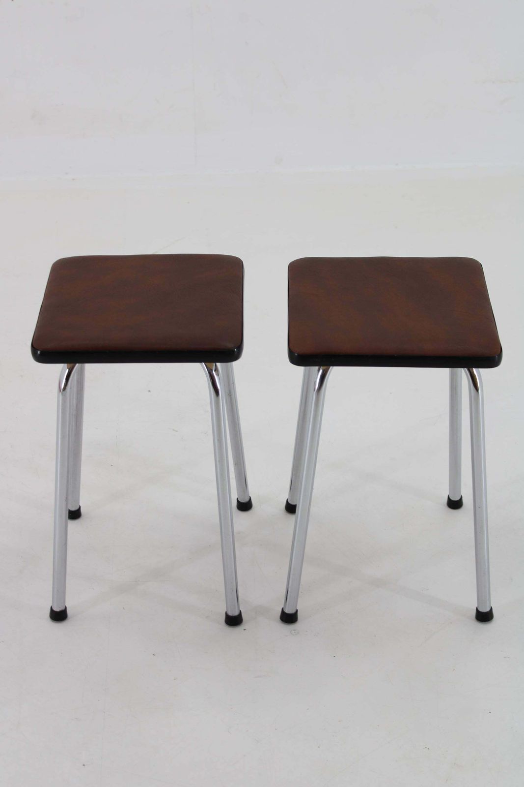 1970s Pair Of Stools With Leatherette Upholstery, Czechoslovakia photo furniture