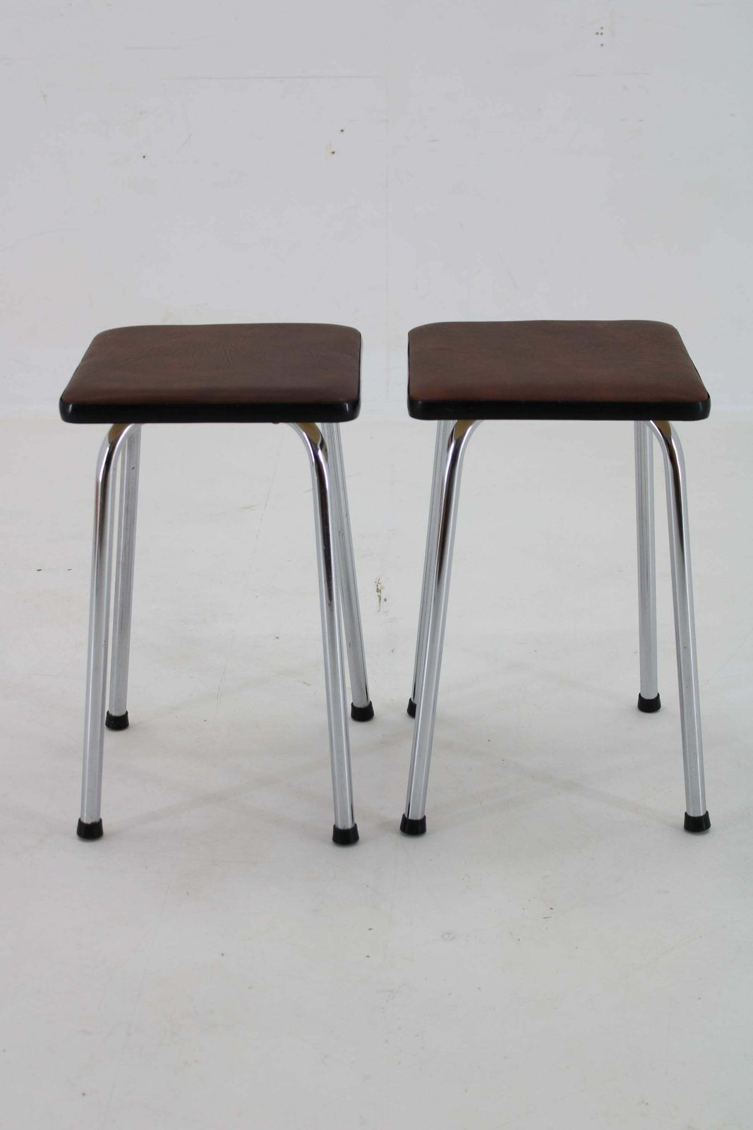 1970s Pair Of Stools With Leatherette Upholstery, Czechoslovakia photo 237.0