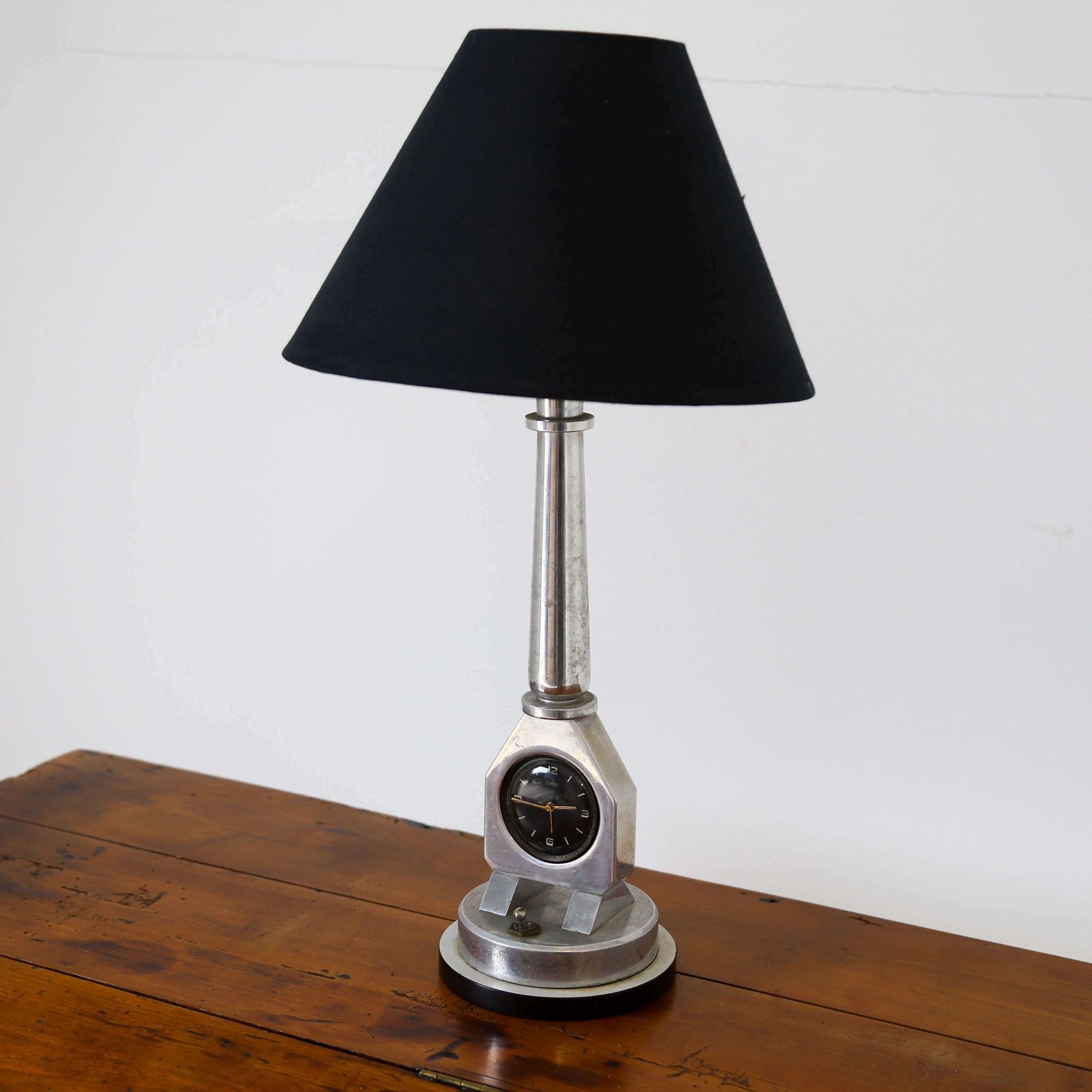C.1930s Rare Automobilia Item   French Aluminium Lamp With Oris Watch photo vintage