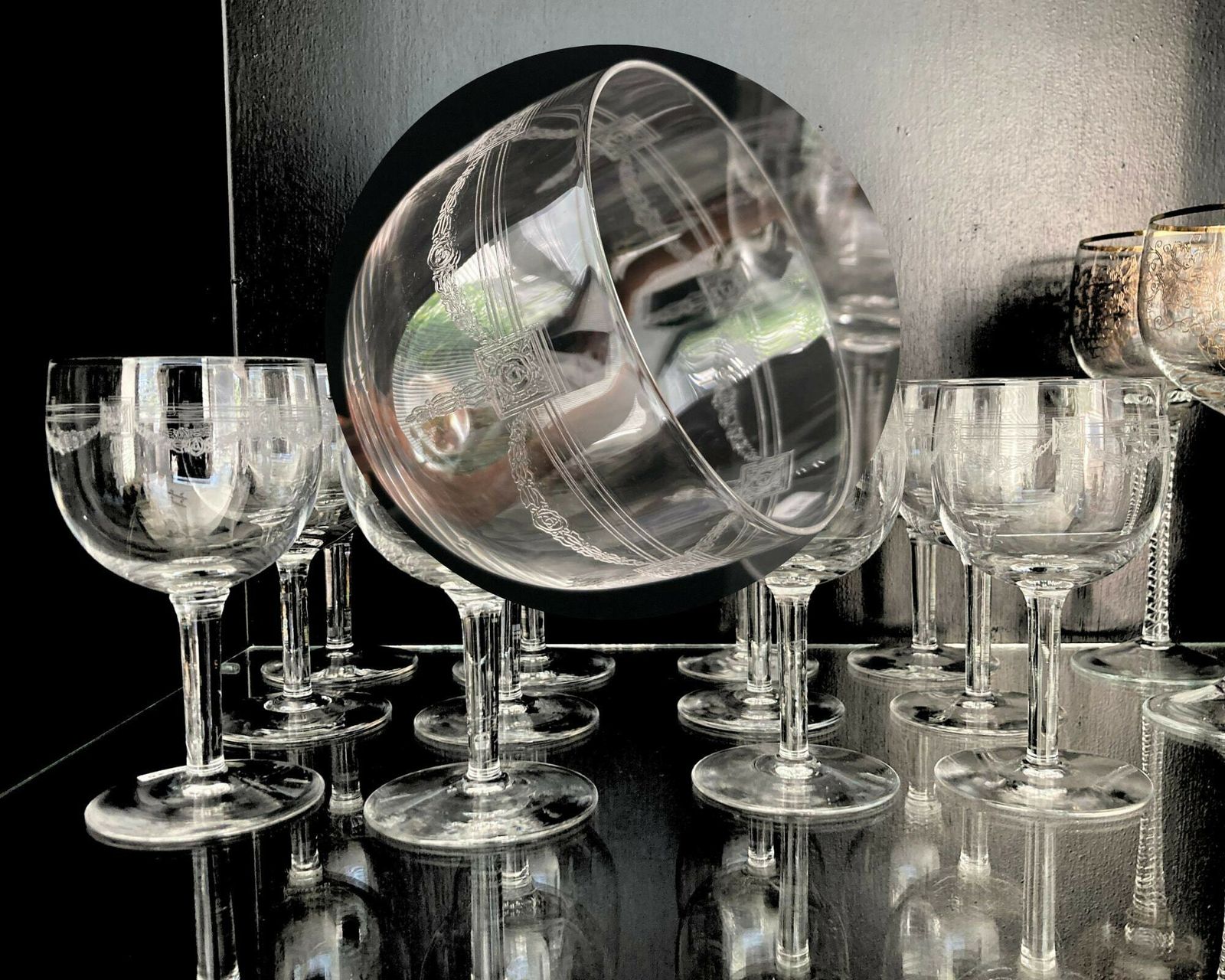 Art Nouveau Wine Glasses | 12pcs | By Saint Louis | Pattern Noel From 1903
