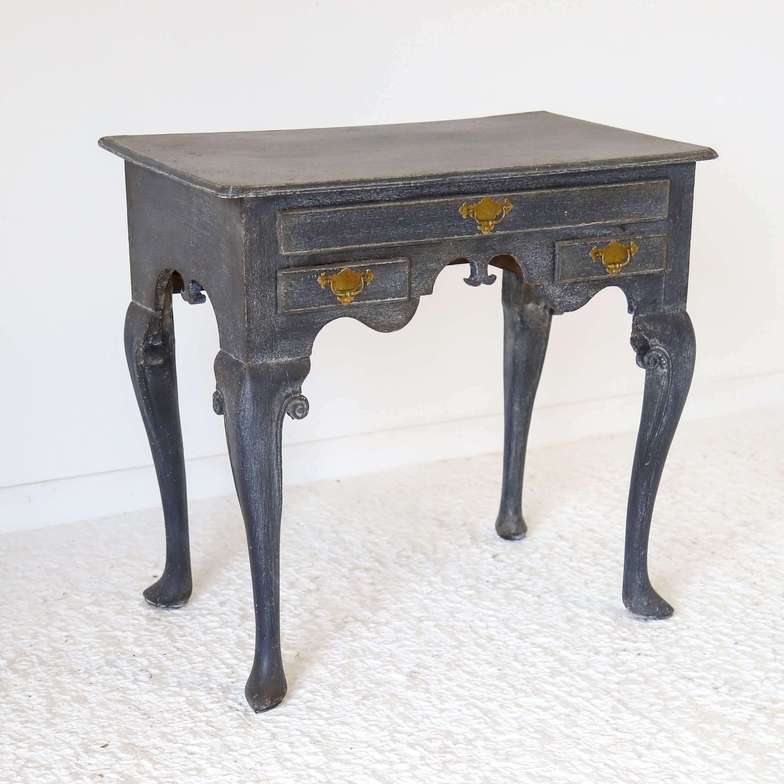 English Lowboy With Drawers   Later Painted Mottled Black photo for sale