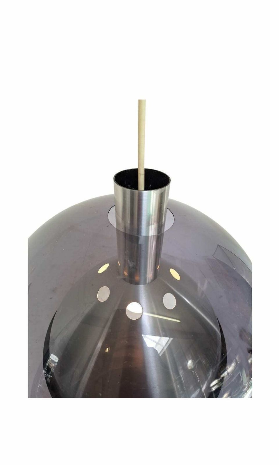 Dijkstra   Mushroom Hanging Pendant   Dutch Design, Space Age   Grey/Blue, Smoked Acrylic With Metal Insert photo furniture