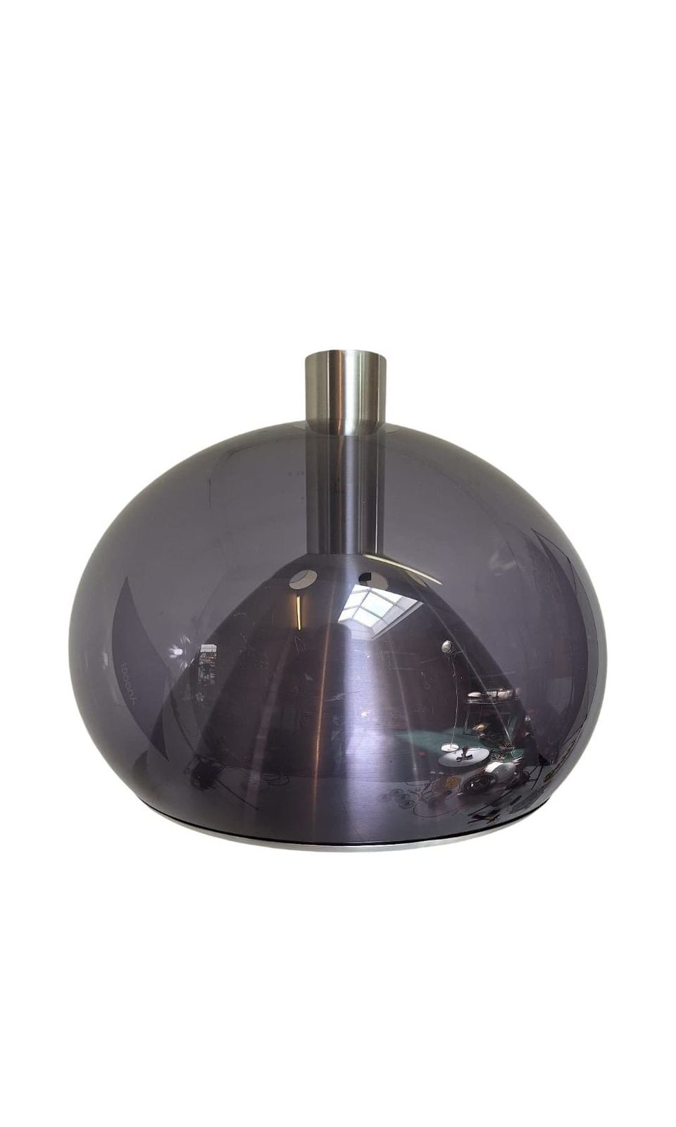 Dijkstra   Mushroom Hanging Pendant   Dutch Design, Space Age   Grey/Blue, Smoked Acrylic With Metal Insert photo for sale