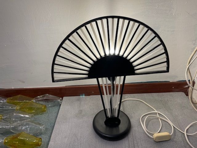 Architectural Black  And White Murano Glass Rod Table Lamps Set Of 2 photo Lighting
