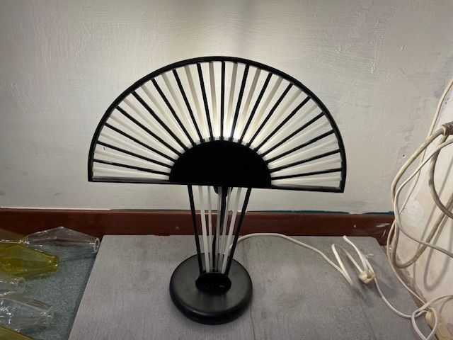 Architectural Black  And White Murano Glass Rod Table Lamps Set Of 2 photo buy