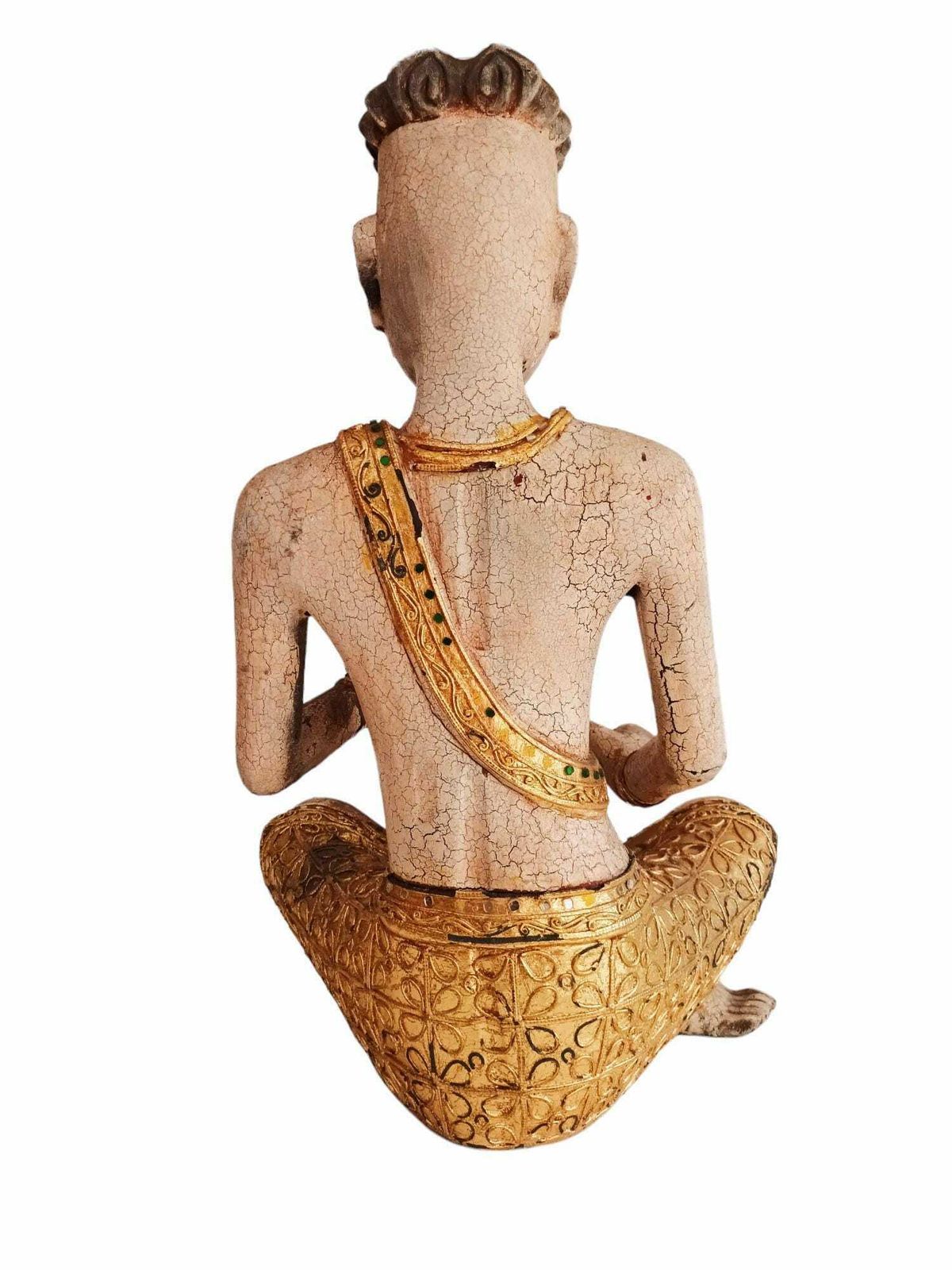 photo for sale Vintage Buddha Wooden Sculpture Large Indian Thai Monk Art Hindu Antique Sitting Buddhist 1970
