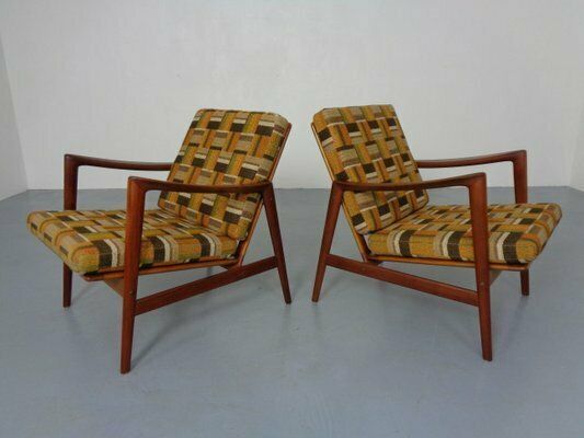 Danish Organic Teak Armchairs Attributed To Hans Olsen, Denmark, 1950s, Set Of 2 photo vintage