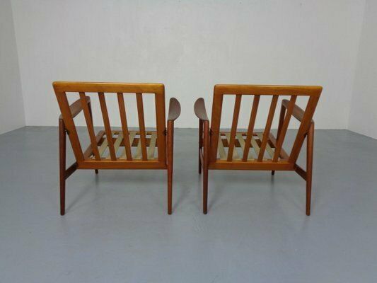 photo vintage Danish Organic Teak Armchairs Attributed To Hans Olsen, Denmark, 1950s, Set Of 2