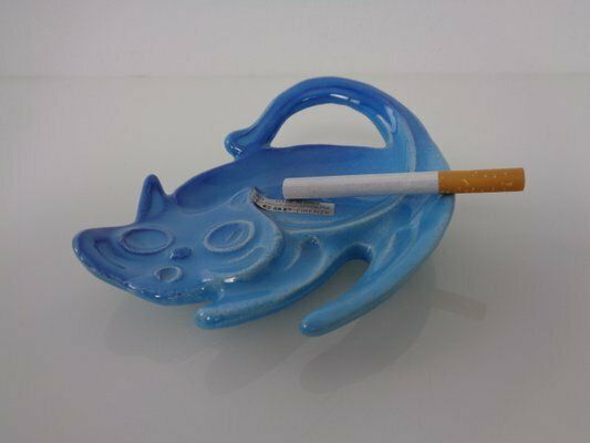 Blue Car Firenze Ceramic Cat Ashtray, Italy, 1960s photo for sale