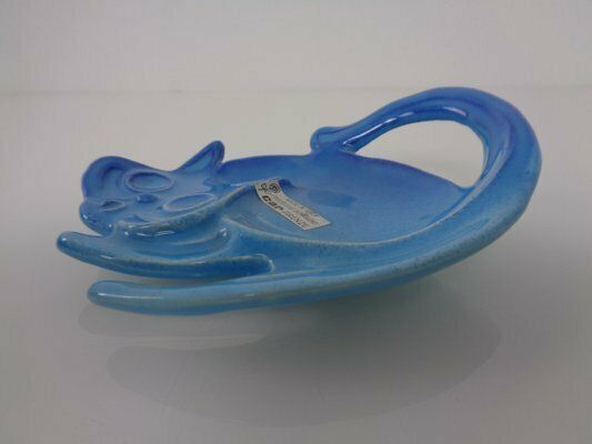 Blue Car Firenze Ceramic Cat Ashtray, Italy, 1960s photo vinterior