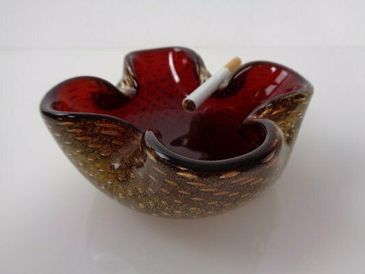 photo furniture Red & Golg Murano Glass Ashtray By Barovier & Toso, Italy, 1960s