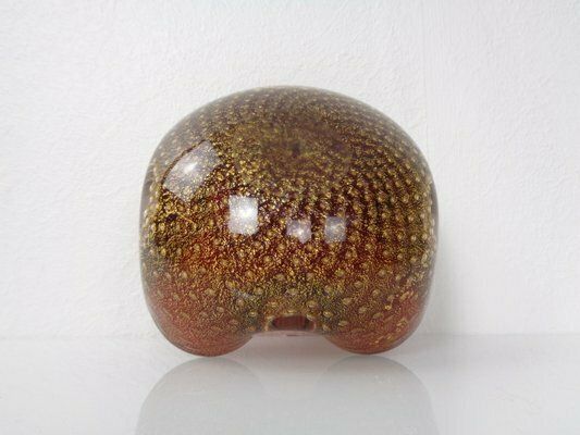Home Decor Red & Golg Murano Glass Ashtray By Barovier & Toso, Italy, 1960s photo