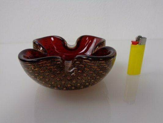 photo vinterior Red & Golg Murano Glass Ashtray By Barovier & Toso, Italy, 1960s