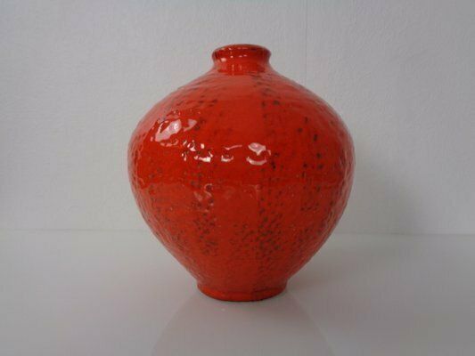 Red Ceramic Vase By Heinz Siery For Carstens, 1960s photo for sale