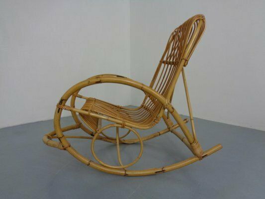 Mid Century French Bamboo Rocking Chair, 1950s photo furniture