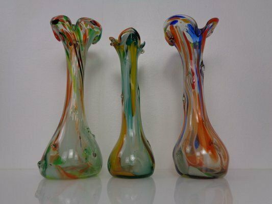 Large Murano Sommerso Glass Vases, 1960s, Set Of 3 photo for sale