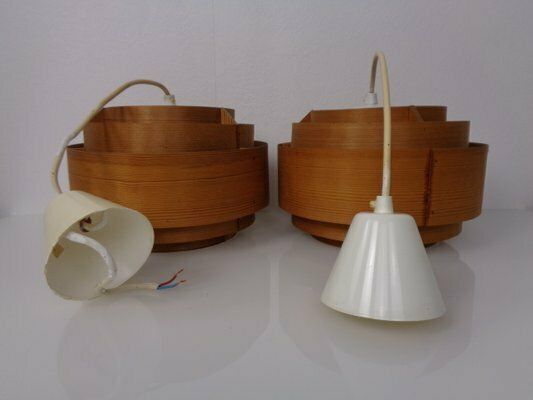 photo furniture Swedish Wooden Lamella Ceiling Lamps By Hans Agne Jakobsson For Ab Markaryd, 1960s, Set Of 2