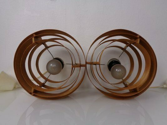 photo vinterior Swedish Wooden Lamella Ceiling Lamps By Hans Agne Jakobsson For Ab Markaryd, 1960s, Set Of 2
