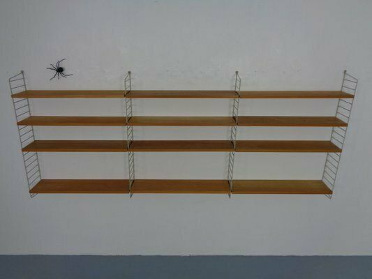 Large Swedish Wall Unit In Ash And Metal By Kajsa & Nils Nisse Strinning For String, 1950s photo for sale