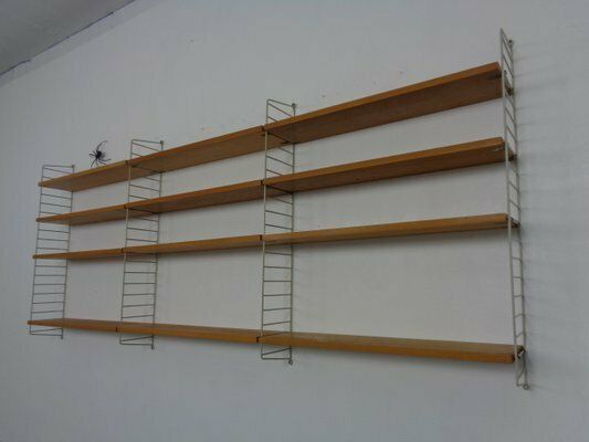 Large Swedish Wall Unit In Ash And Metal By Kajsa & Nils Nisse Strinning For String, 1950s photo vintage