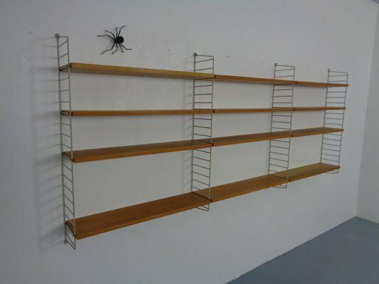 photo for sale Large Swedish Wall Unit In Ash And Metal By Kajsa & Nils Nisse Strinning For String, 1950s