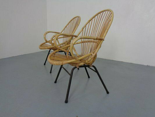Dutch Mid Century Bamboo Chairs By Rohé Noordwolde, 1950s, Set Of 2, Set Of 2 photo 422.0