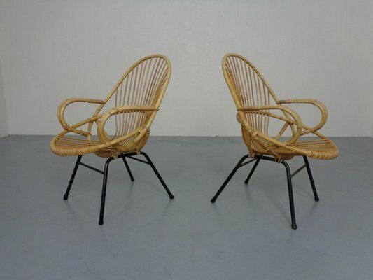 Dutch Mid Century Bamboo Chairs By Rohé Noordwolde, 1950s, Set Of 2, Set Of 2 photo vinterior