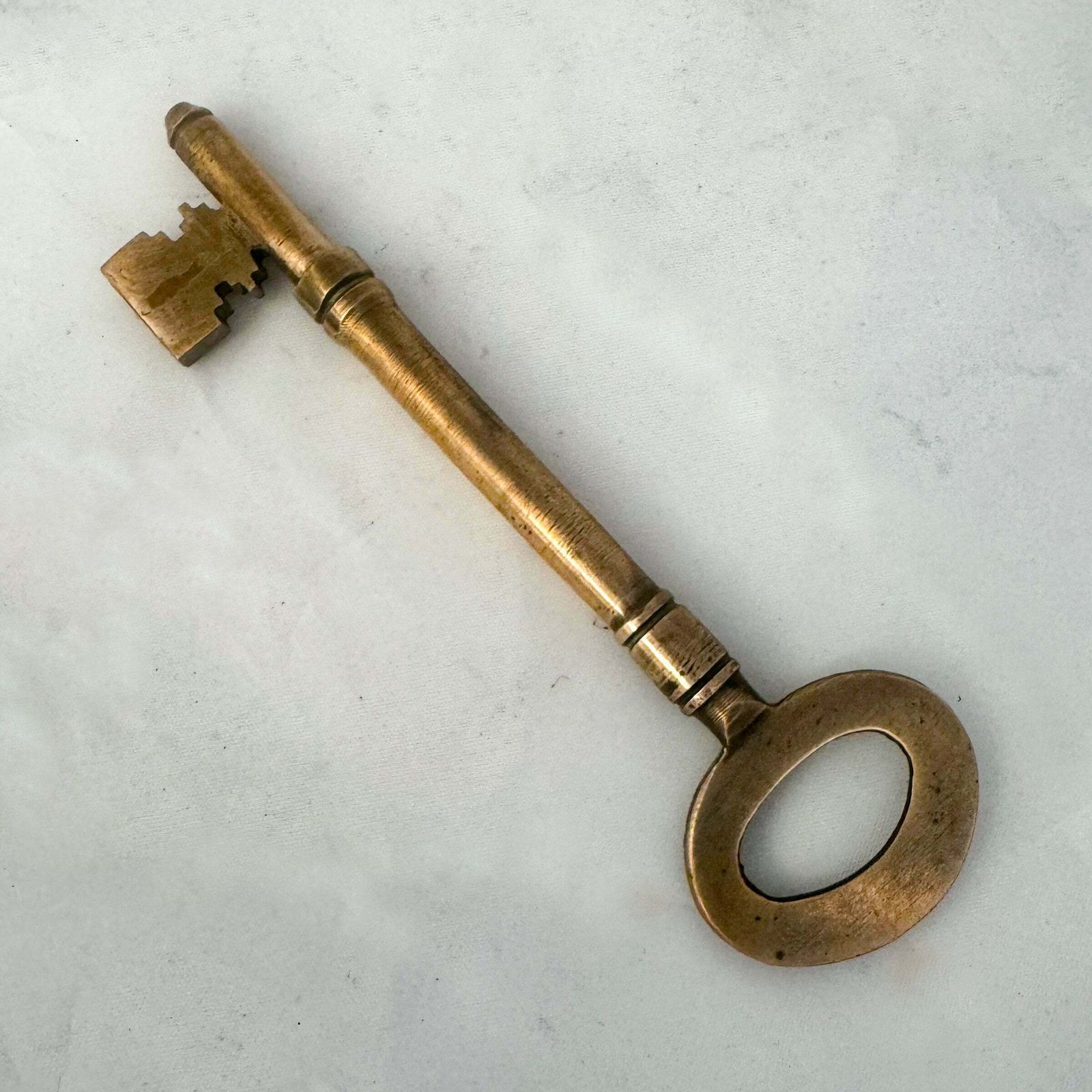 Antique Brass Rim Lock With Dutch Drop Handles And Key photo Home Fixtures