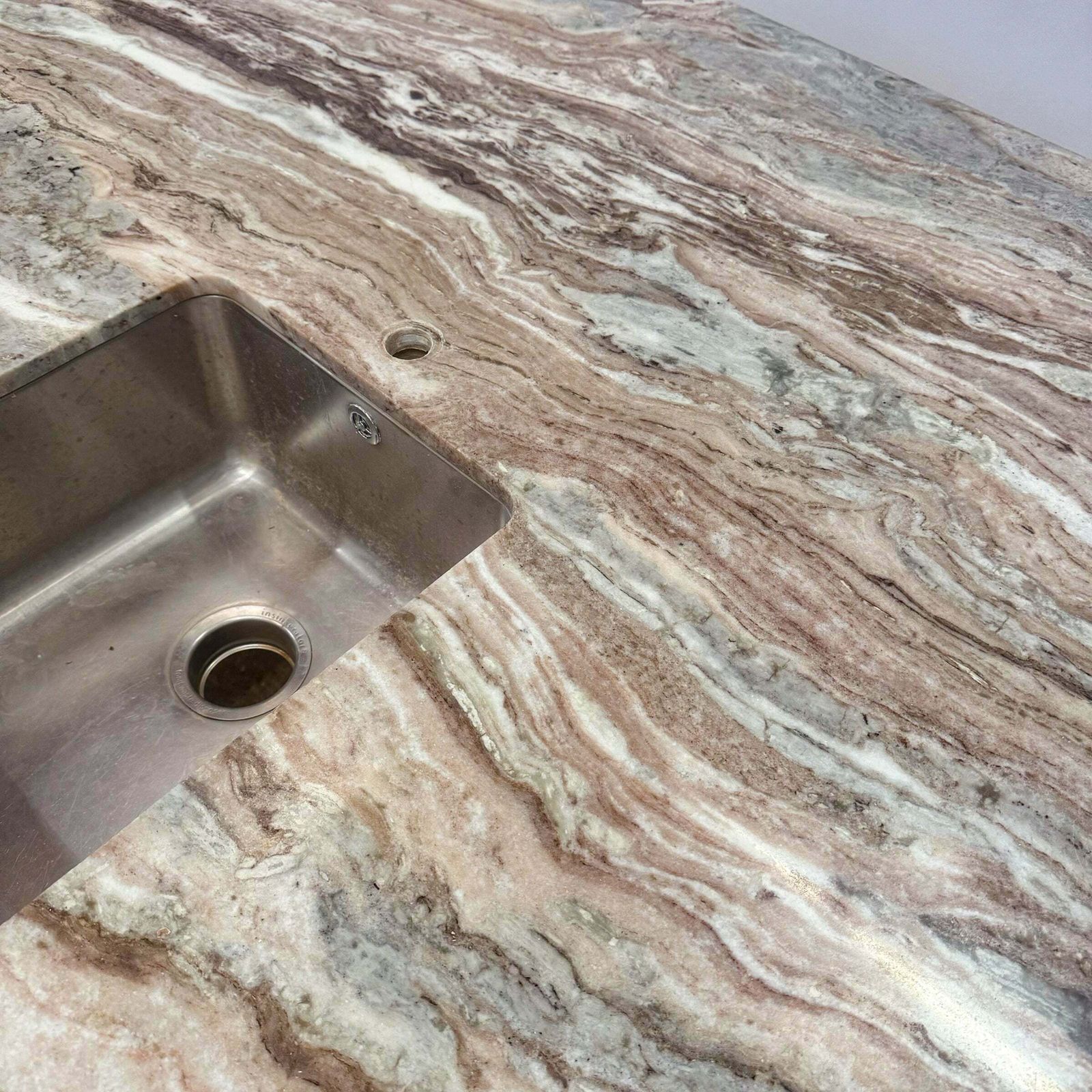Brown And Green Marble Kitchen Island With Sink photo furniture