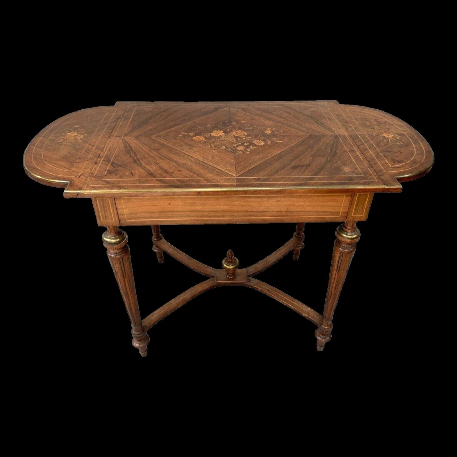 Napoleon III Style Desk Table With Marquetry Top, 20th Century