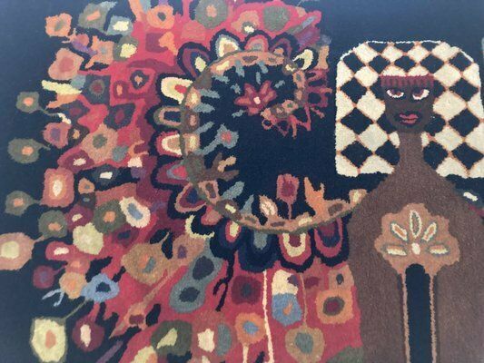 Wool Wall Tapestry With Fantasy Scene In The Style Of Egyptian, 1970s photo for sale