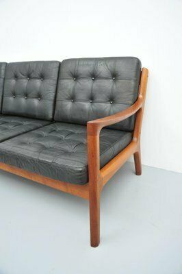 Senator Sofa With Black Leather Cushions By Ole Wascher For France And Son photo buy