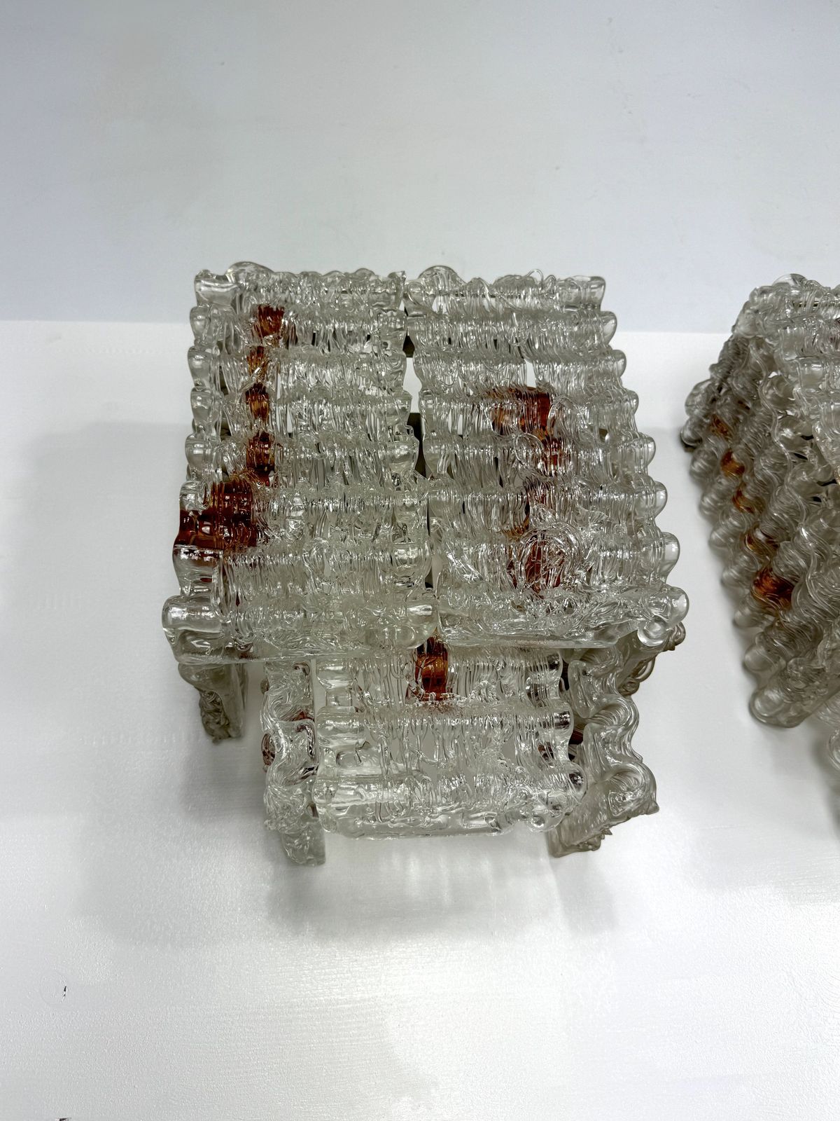 7800.0 Set Of Four Large Wall Lamps In Murano Glass Elements By Poliarte. Italy 1970s photo