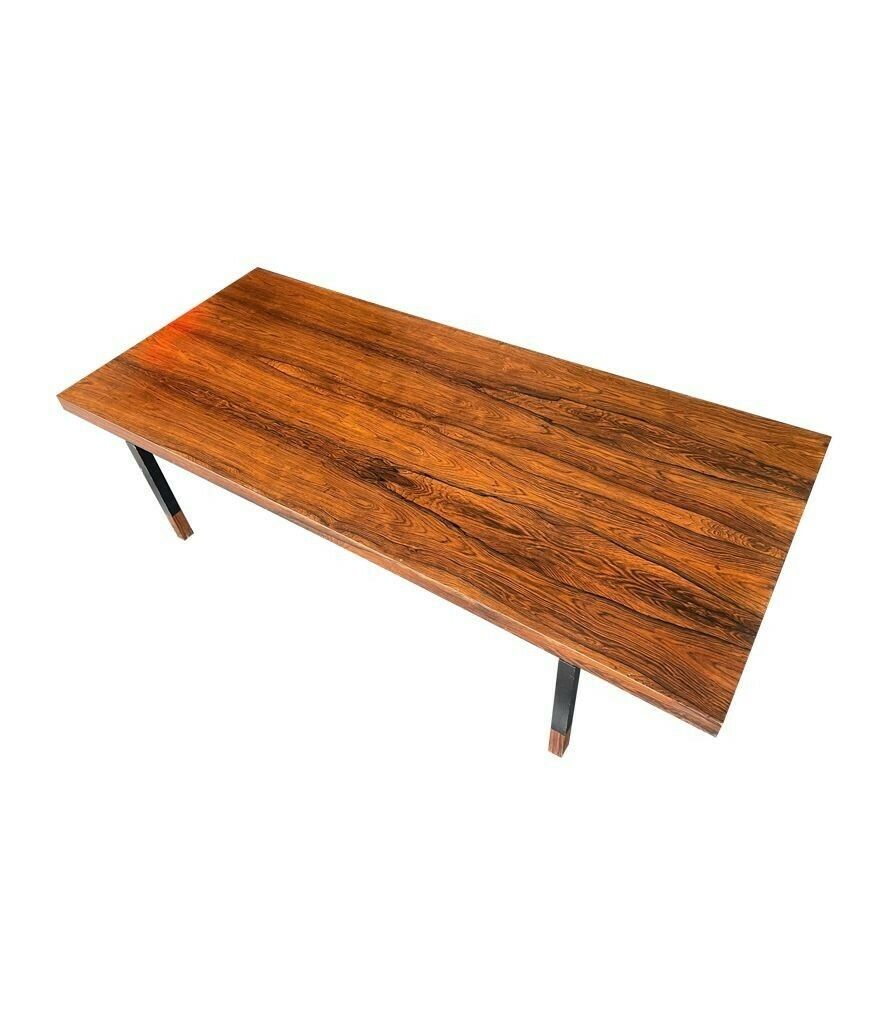 2250.0 A Very Sleek Danish 1960s Rosewood Coffee Table With Black Metal Frame And Legs photo