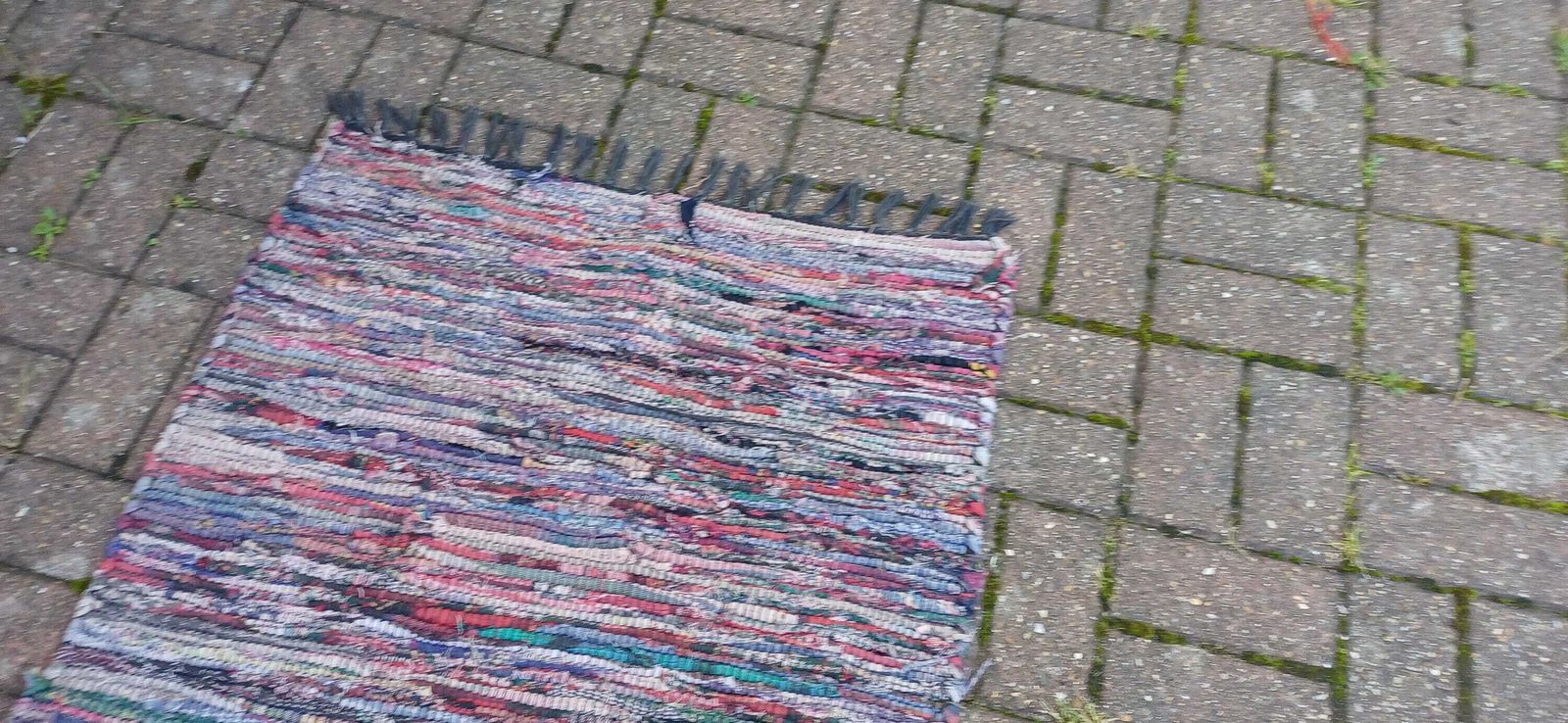 Large Vintage Classic 80s Woven Recycled Cotton Rag Rug. photo 68.0