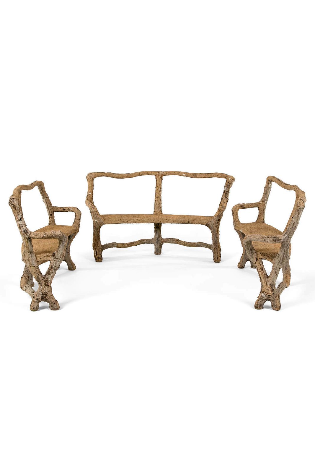 French Faux Bois Stone Benches photo Furniture