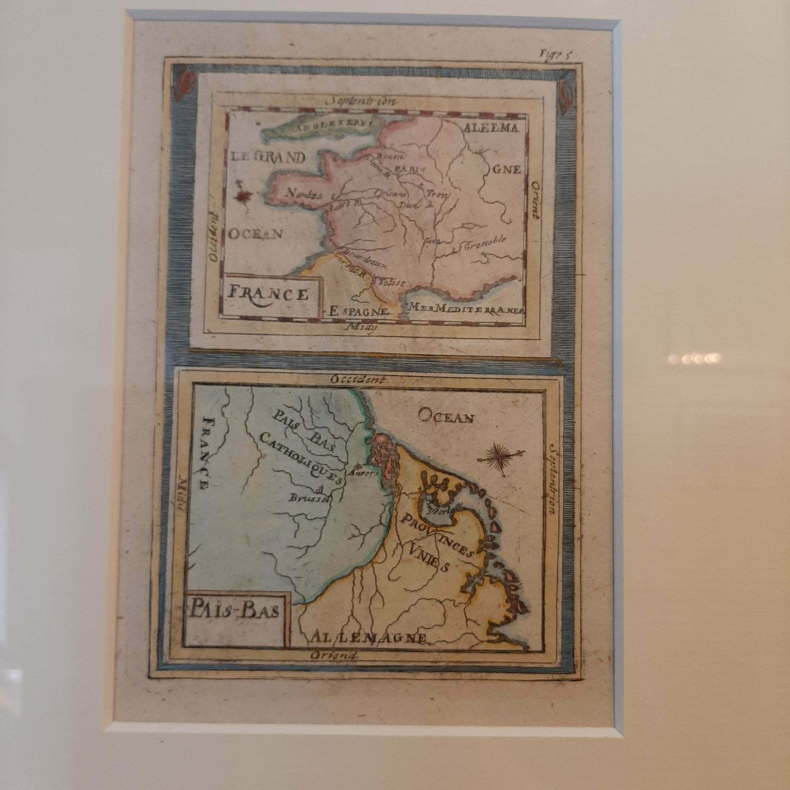 Antique Miniature Map Of France And The Low Countries By Mallet, Circa 1719 photo furniture