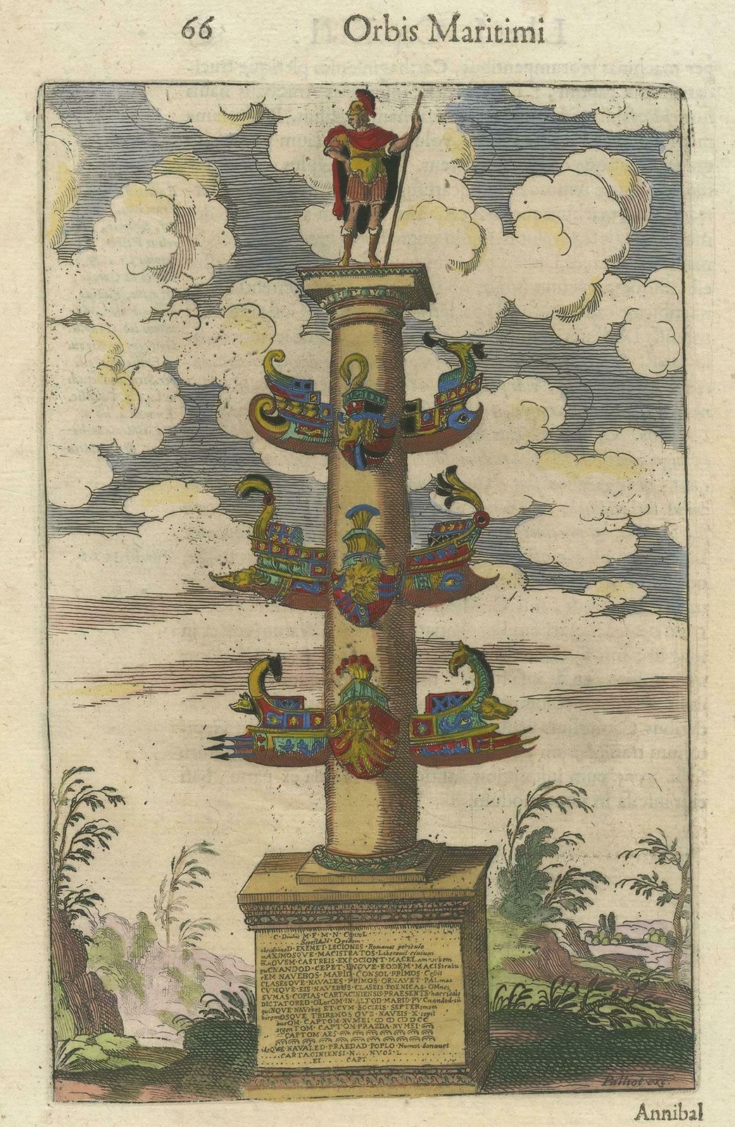 Antique Print Of The Column Of Dilius By Morisot, '1643' photo Art