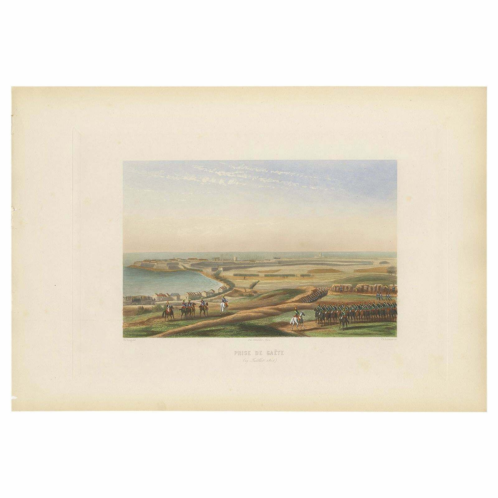 Antique Print Of The Siege Of Gaeta 'Circa 1860'