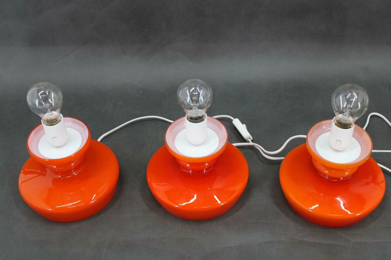 1970s Set Of Three Stepan Tabery Opaline Glass Table Lamps, Czechoslovakia photo Lighting
