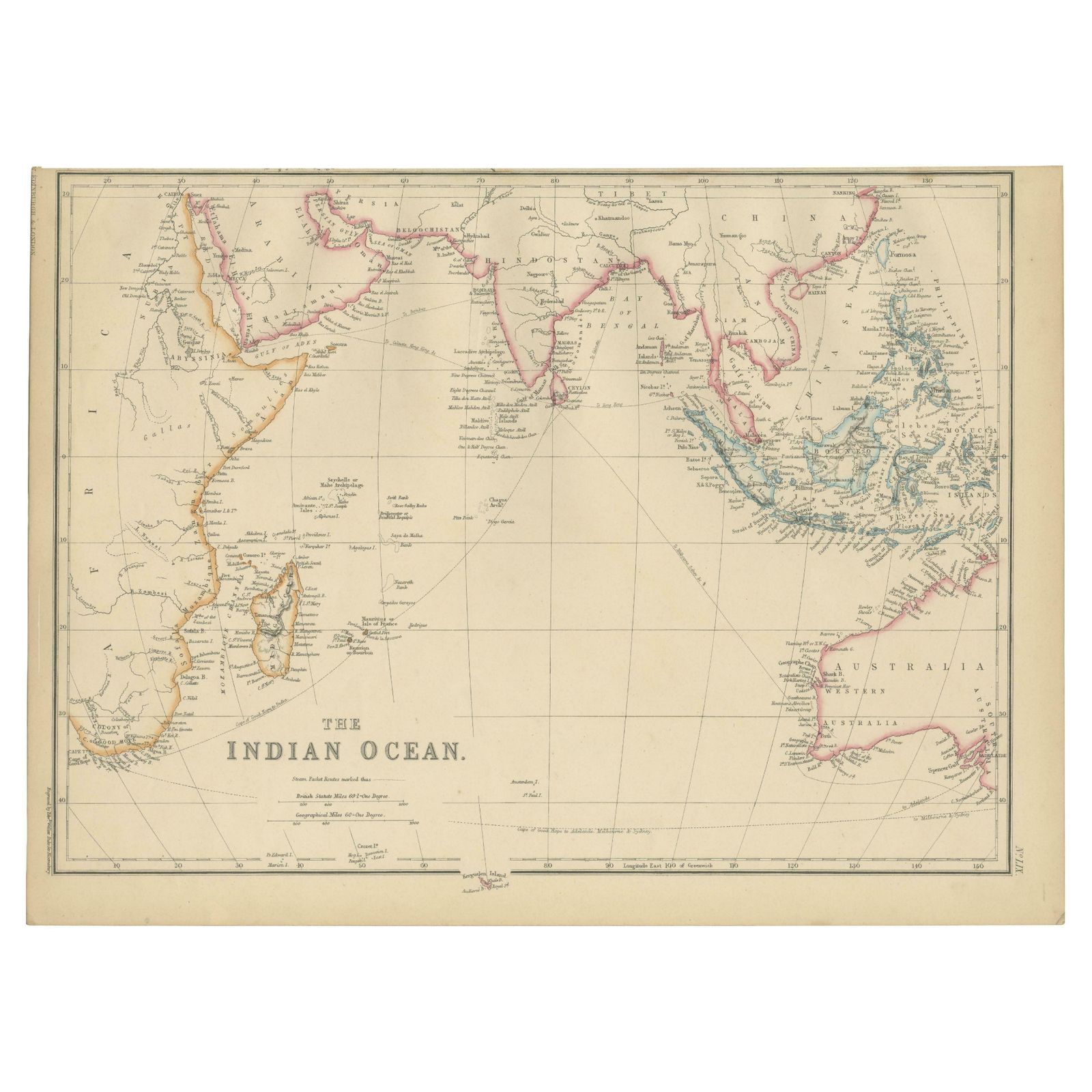 Antique Map Of The Indian Ocean By W. G. Blackie, 1859