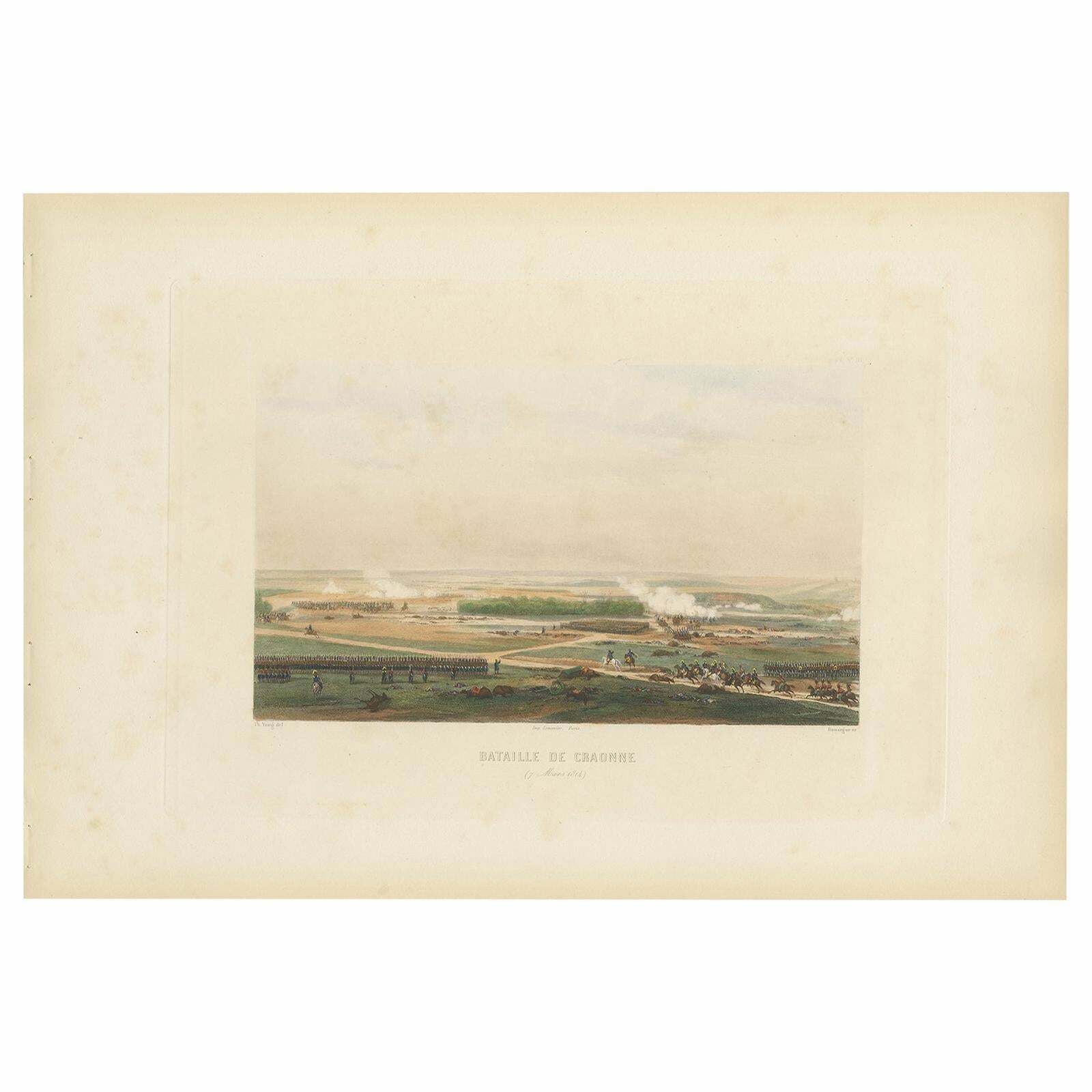 Antique Print Of The Battle Of Craonne, Circa 1860
