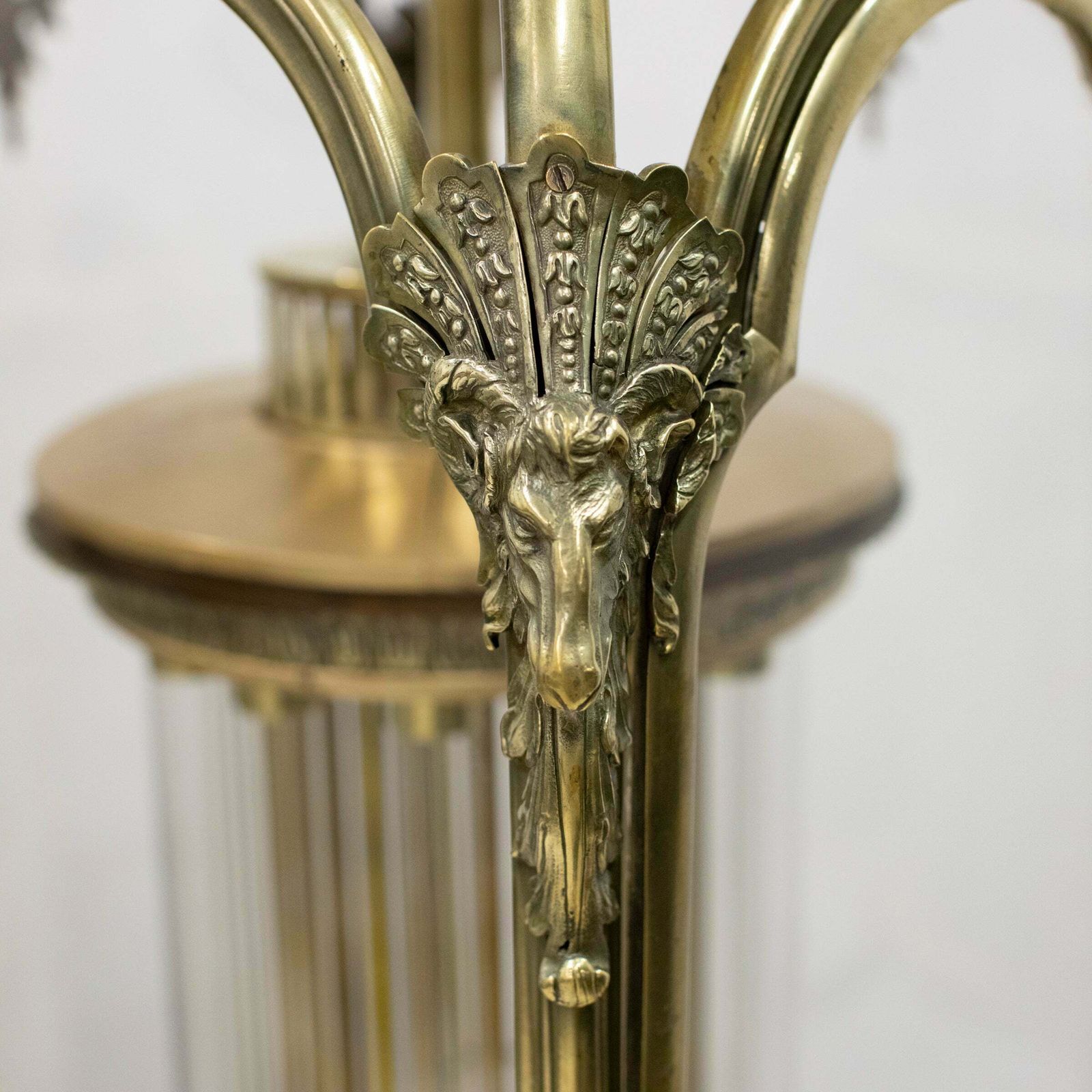 Large English 18th Century Adams Style Polished Brass Hanging Lantern photo for sale
